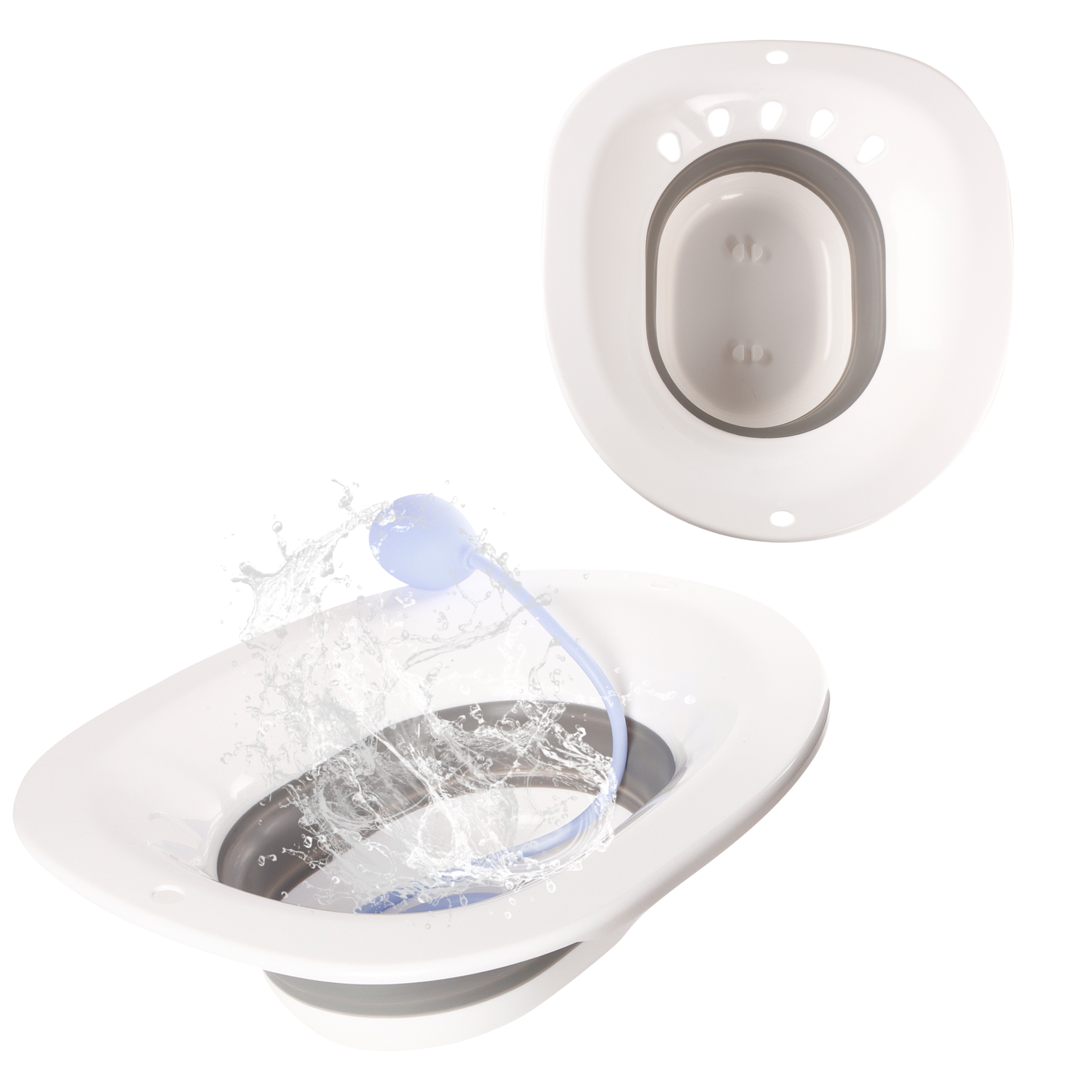 Kit De Baño Para Hemorroides Asiento De Inodoro Bidet Masaje GRIS.
