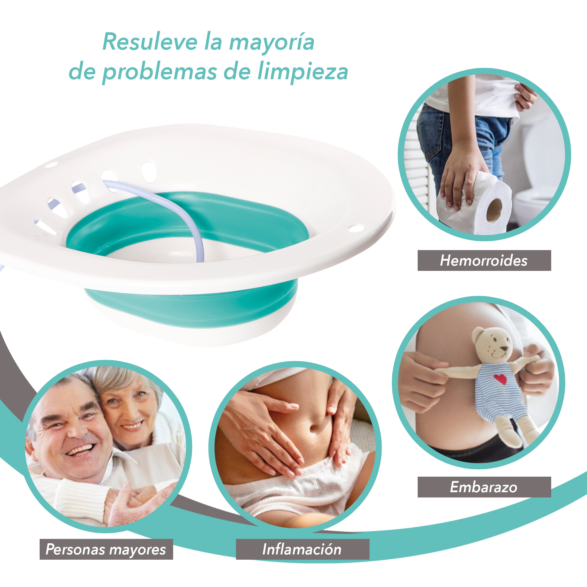 Kit De Baño Para Hemorroides Asiento De Inodoro Bidet Masaje AQUA.