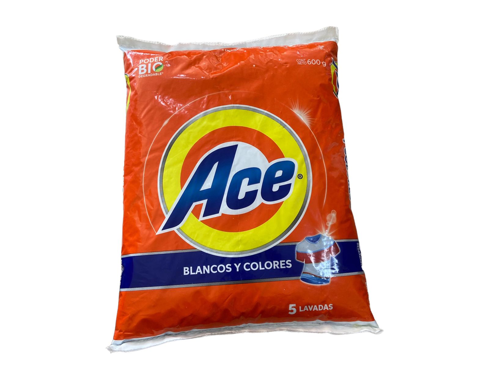 Detergente En Polvo Ace Blancos Y Colores 500gr Caja 12 Pz