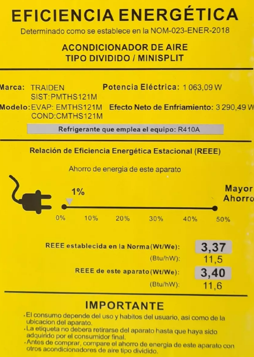 MINISPLIT TRAIDEN ULTRA FRIO 12,000 BTU 110V 