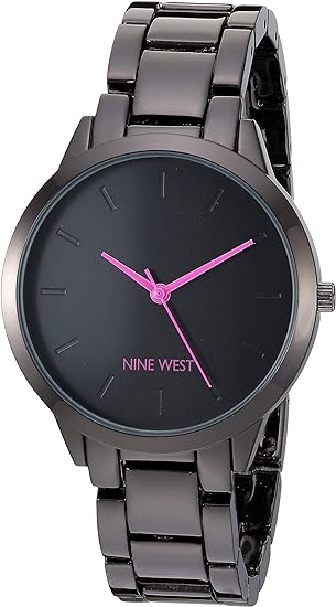  Reloj de mujer Nine West de diseñador 36mm NW/2435PRGY Negro Mate