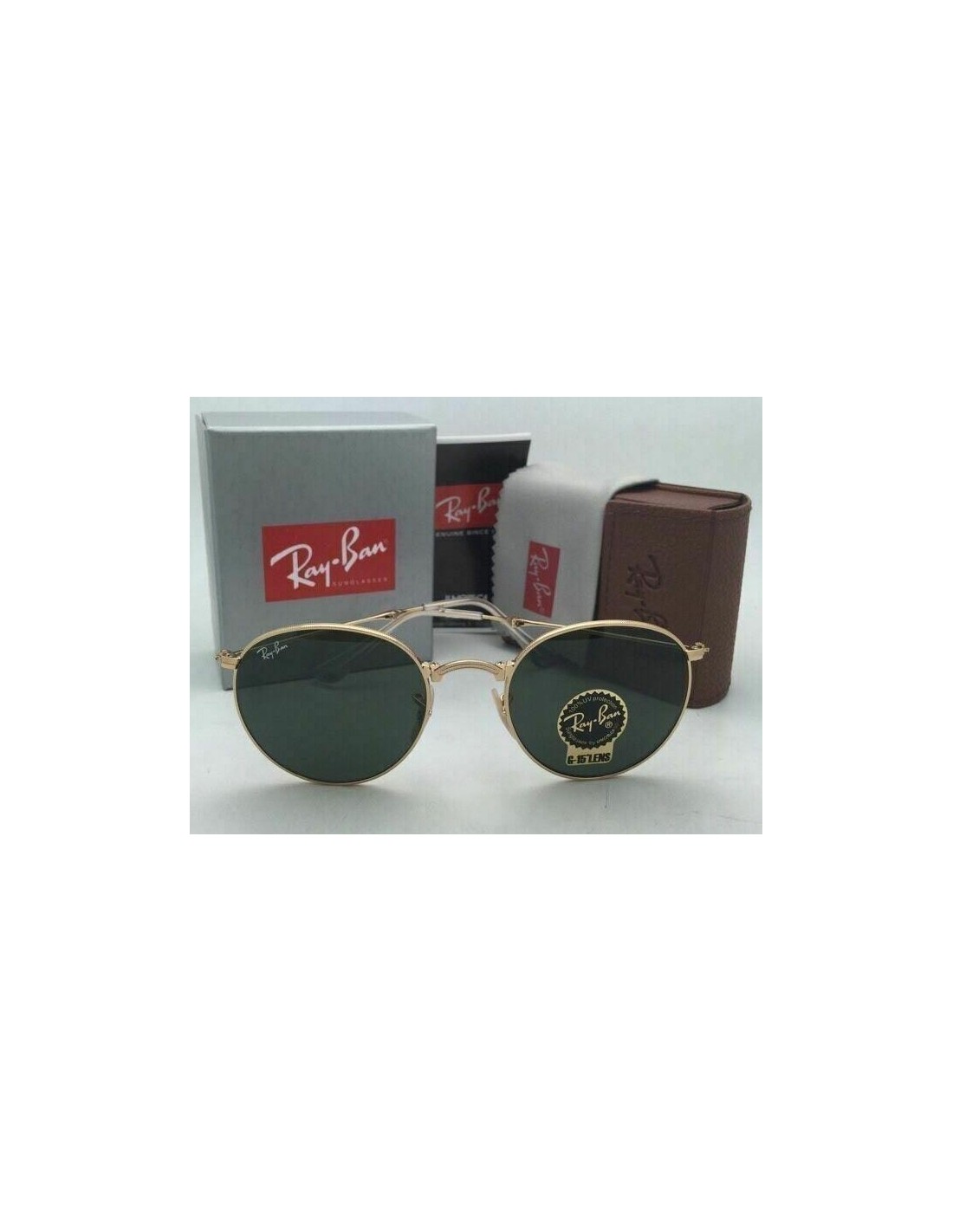 Lentes de sol Ray Ban Rb3532 001 Round Metal Folding Clasico G-15 Dorado