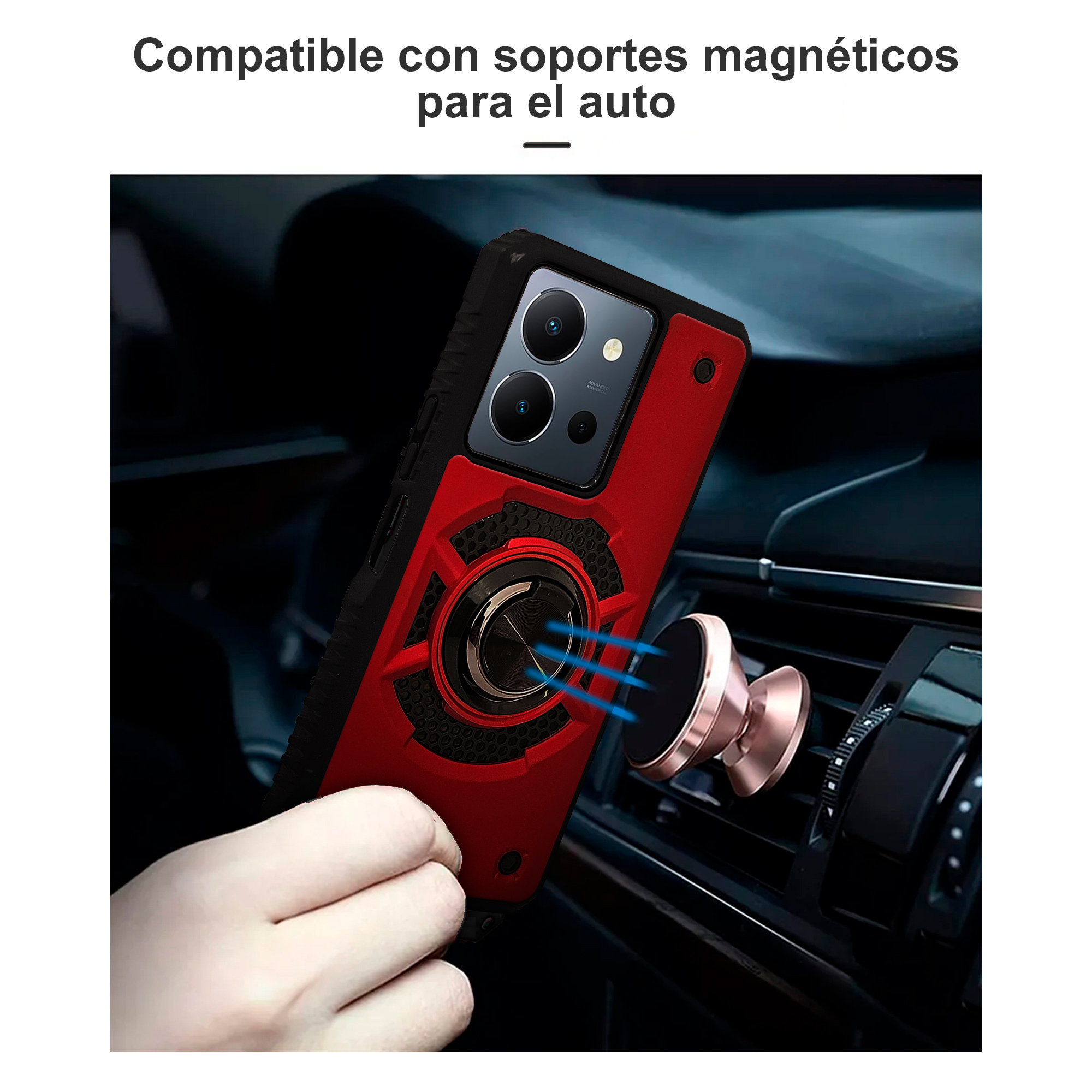 Funda Uso Rudo con Anillo Capitán Para Oppo A17 Negro