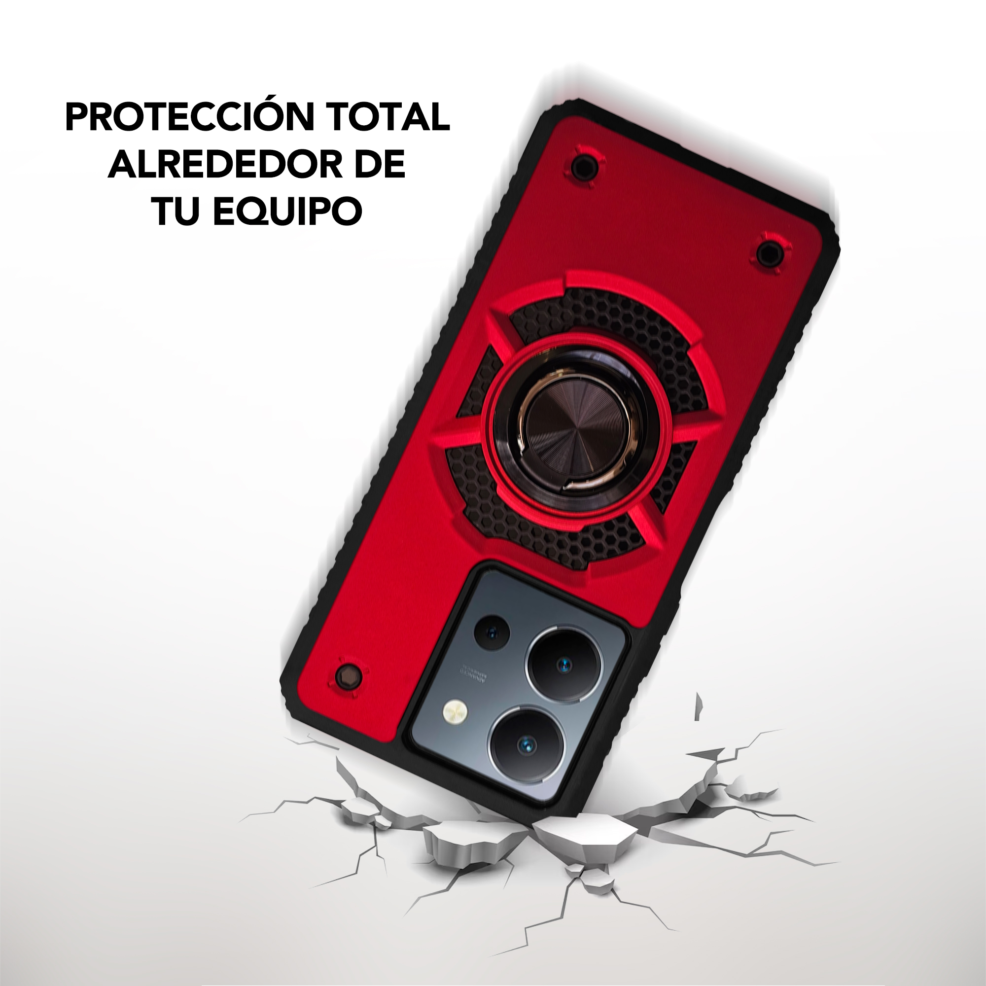 Funda Uso Rudo con Anillo Capitán Para Oppo A17 Negro