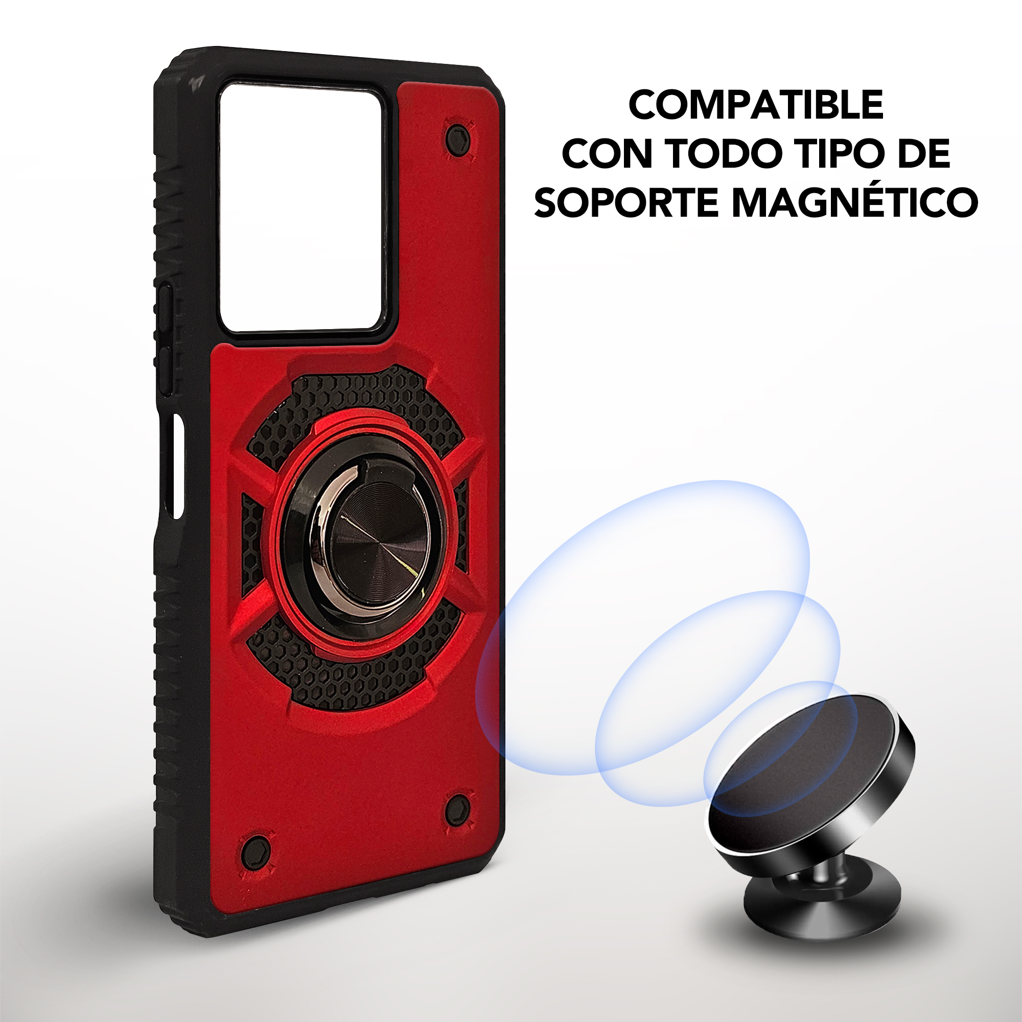Funda Uso Rudo con Anillo Capitán Para Oppo A17 Negro