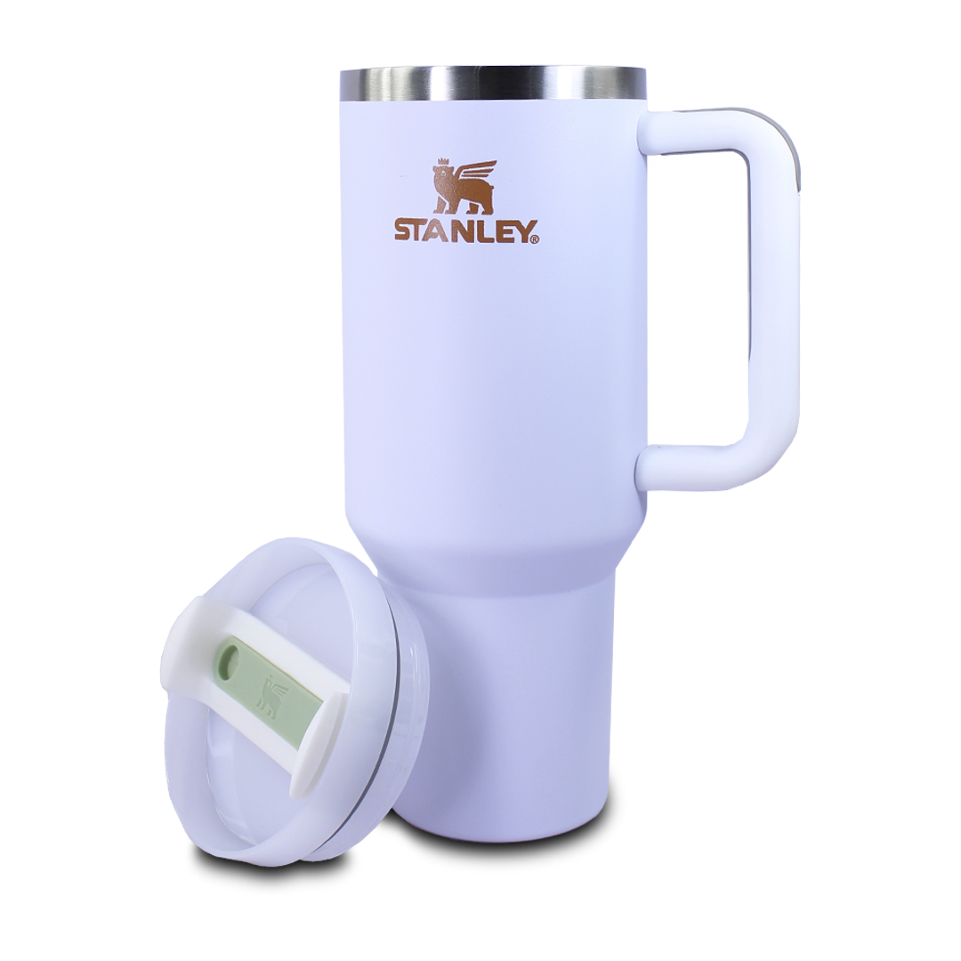 Vaso Termico Blanco Tipo Stanley De Acero Inoxidable 40oz Con Popote.