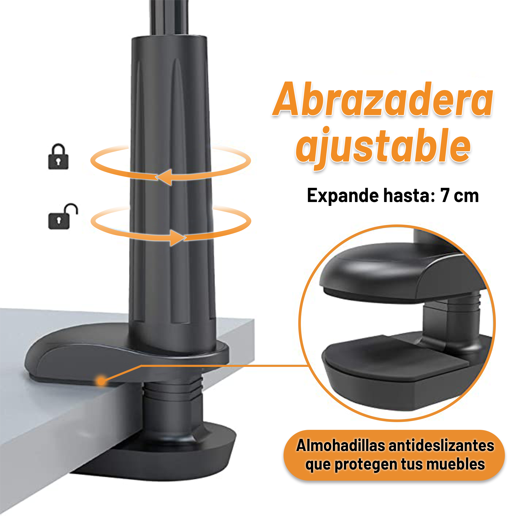Soporte para Celular Archy Brazo Flexible Universal Multiangulo Rotación 360 Mesa Escritorio Hogar Oficina con Brazo De Ajuste Clip Pinza Porta Celular.