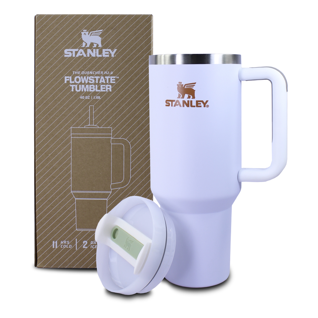 Vaso Termico Blanco Tipo Stanley De Acero Inoxidable 40oz Con Popote.