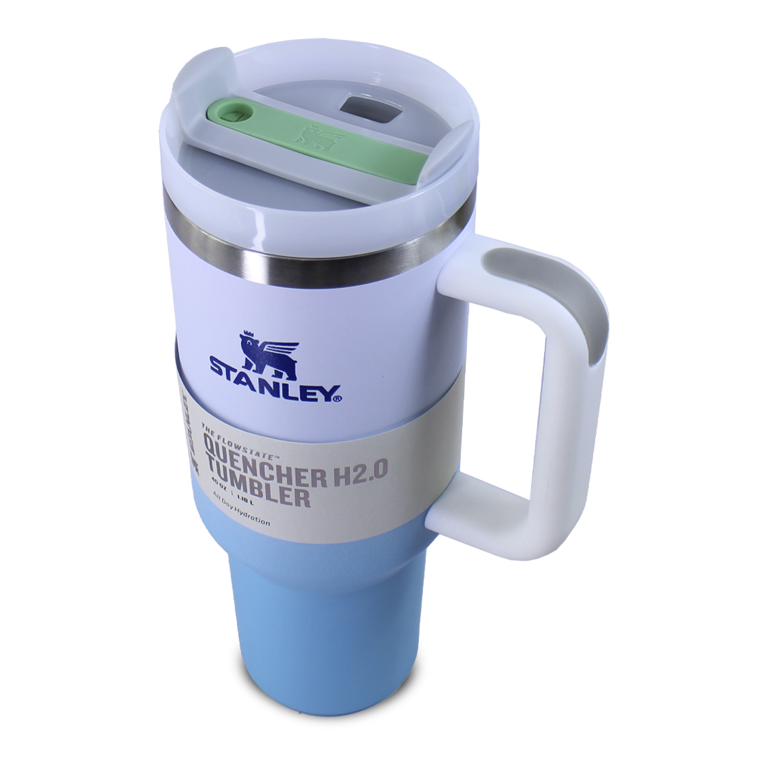 Vaso Termico Blanco Con Azul Stanley De Acero Inoxidable 40oz Con Popote.