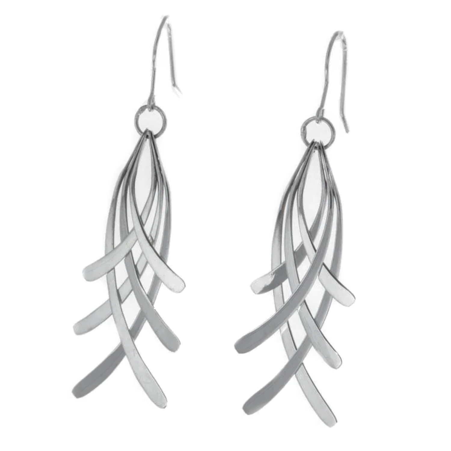 Aretes de Plata ley 925 diseño de modernas tiras curvas.