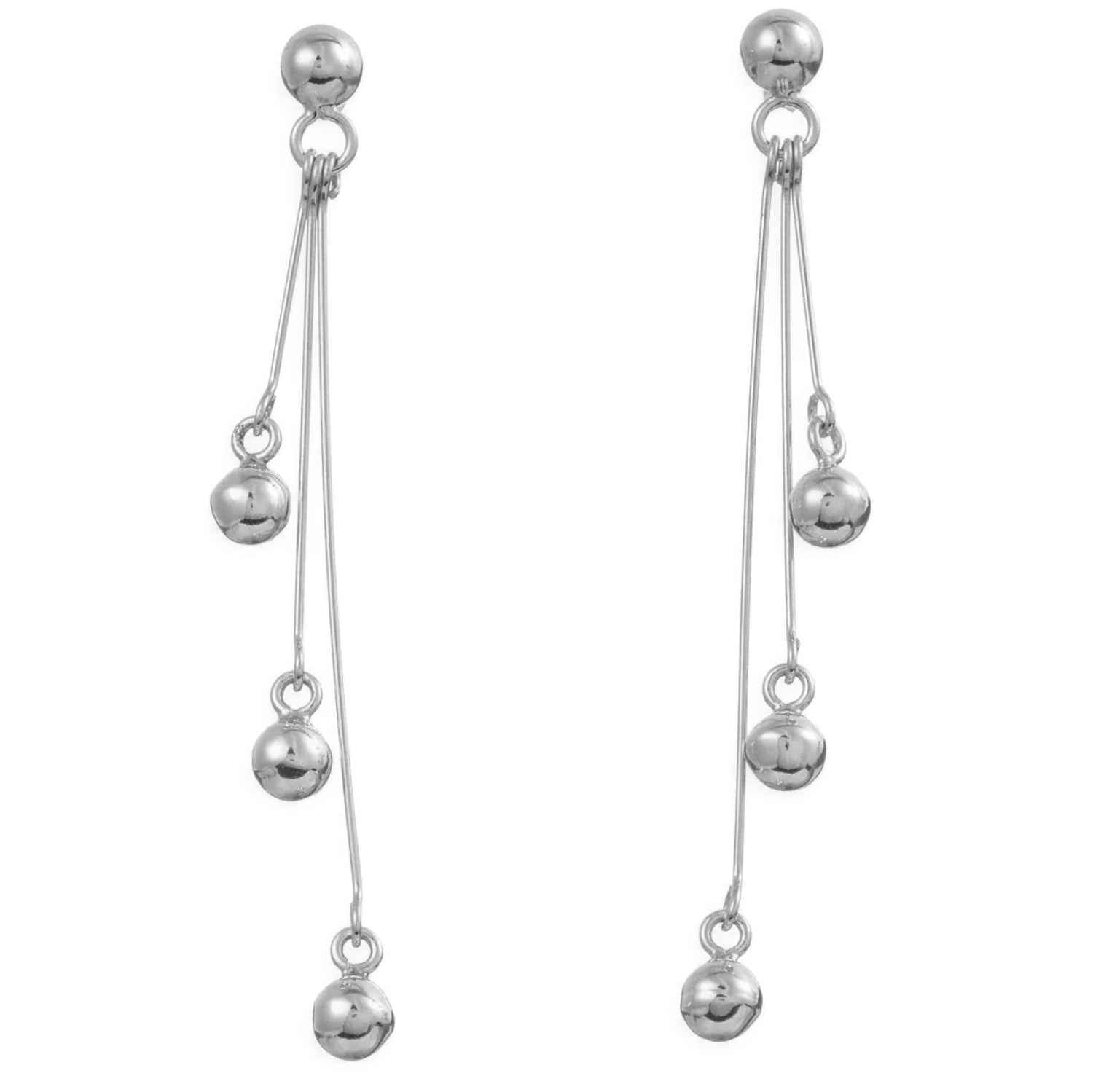 Aretes de fina plata ley 925 diseño de racimo de esferas colgantes.