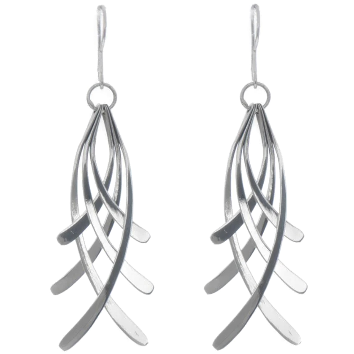 Aretes de Plata ley 925 diseño de modernas tiras curvas.