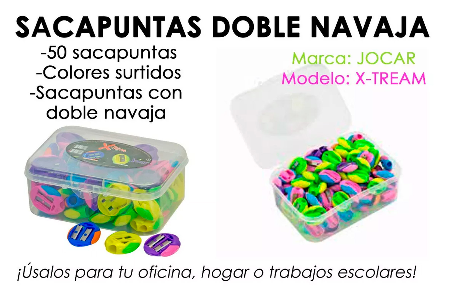 Sacapuntas Doble Colores Surtidos Utiles Escolares Mayoreo