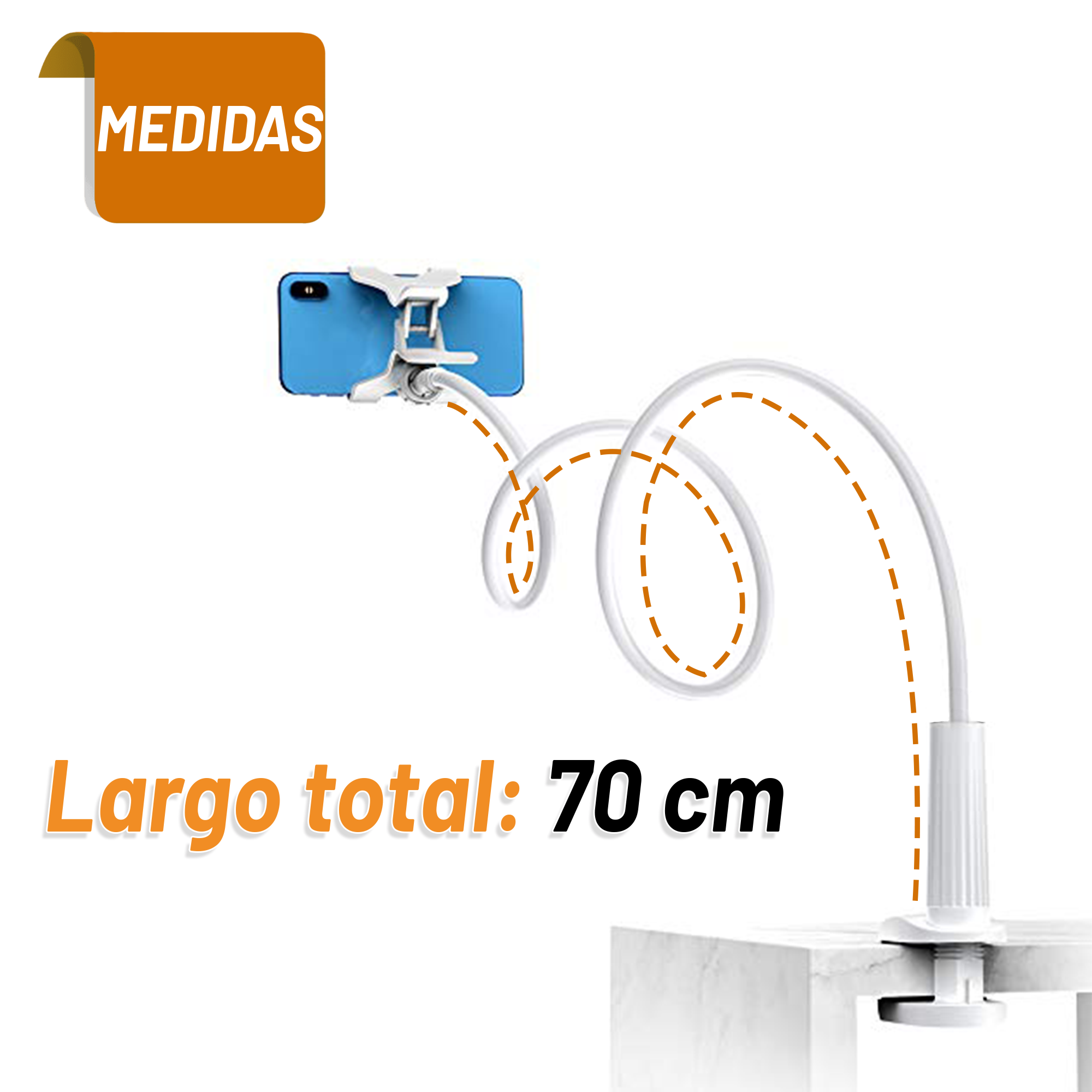 Soporte para Celular Archy Brazo Flexible Universal Multiangulo Rotación 360 Mesa Escritorio Hogar Oficina con Brazo De Ajuste Clip Pinza Porta Celular.