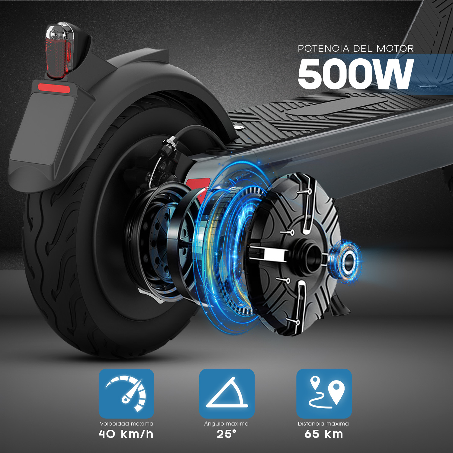 Scooter Eléctrico Plegable Moboss X9 Plus 40km/h Negro