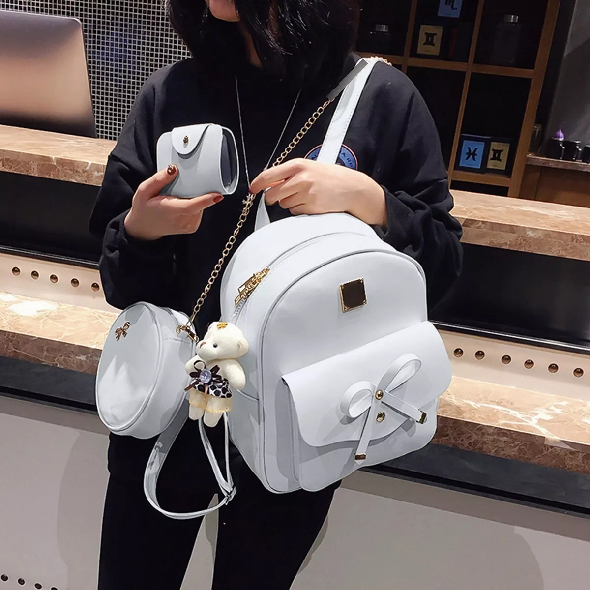 Conjunto De Mochila Y Bolsas Modernas Para Mujer, 3 Piezas