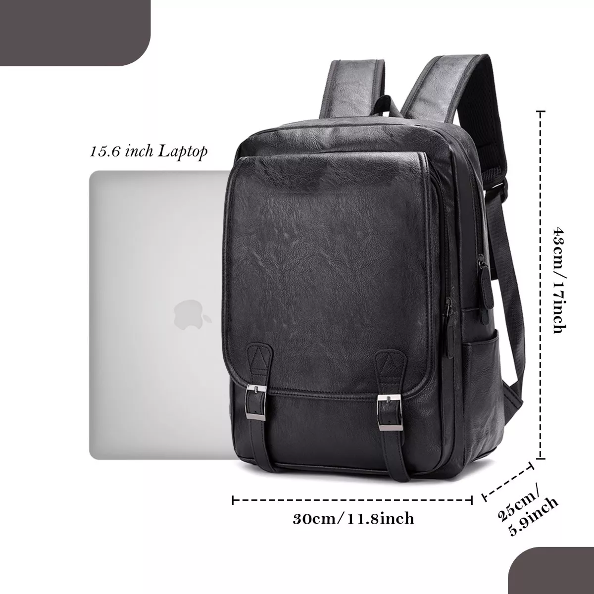 Mochila Laptop 15.6in Impermeable Para Mujer De Piel Escolar.