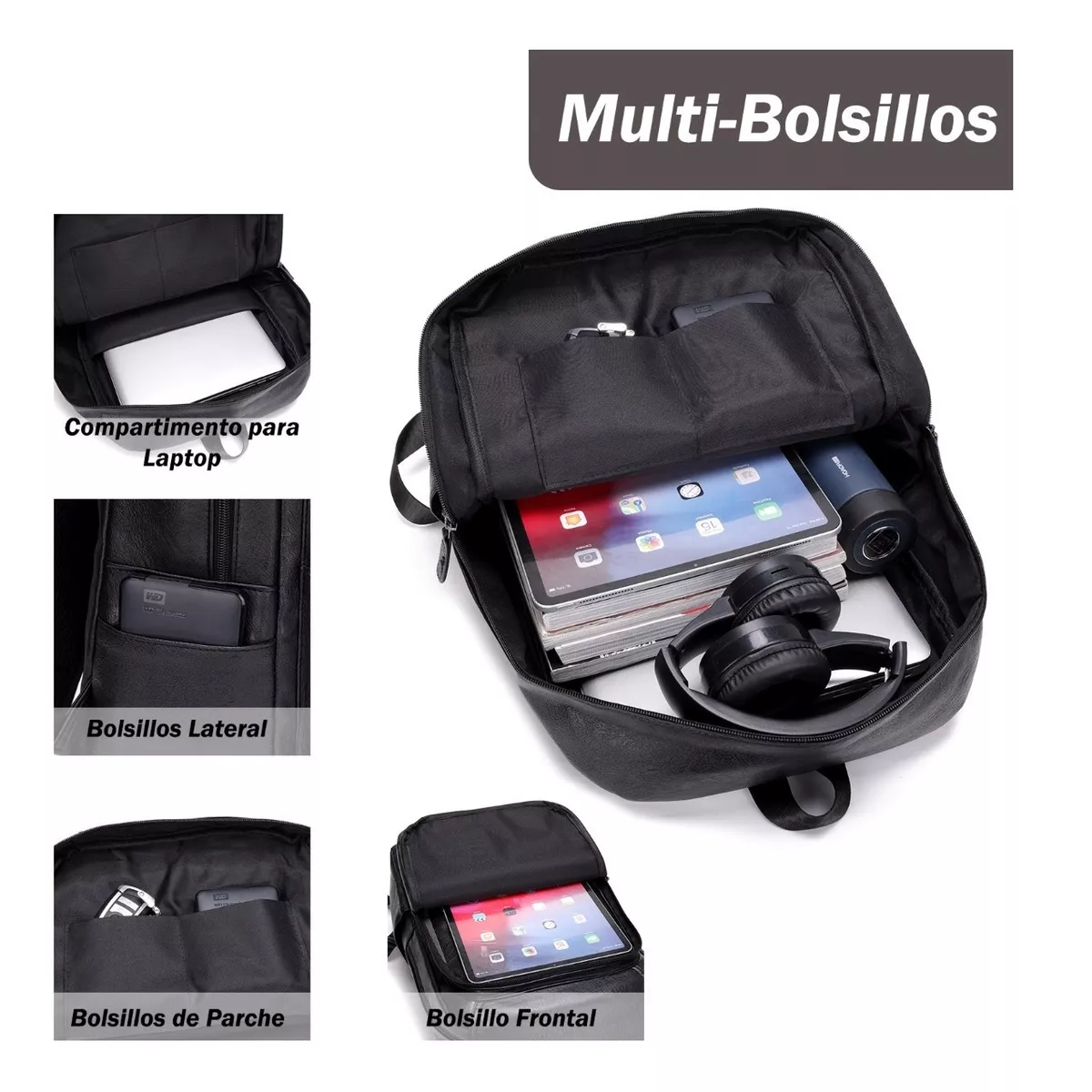 Mochila Laptop 15.6in Impermeable Para Mujer De Piel Escolar.
