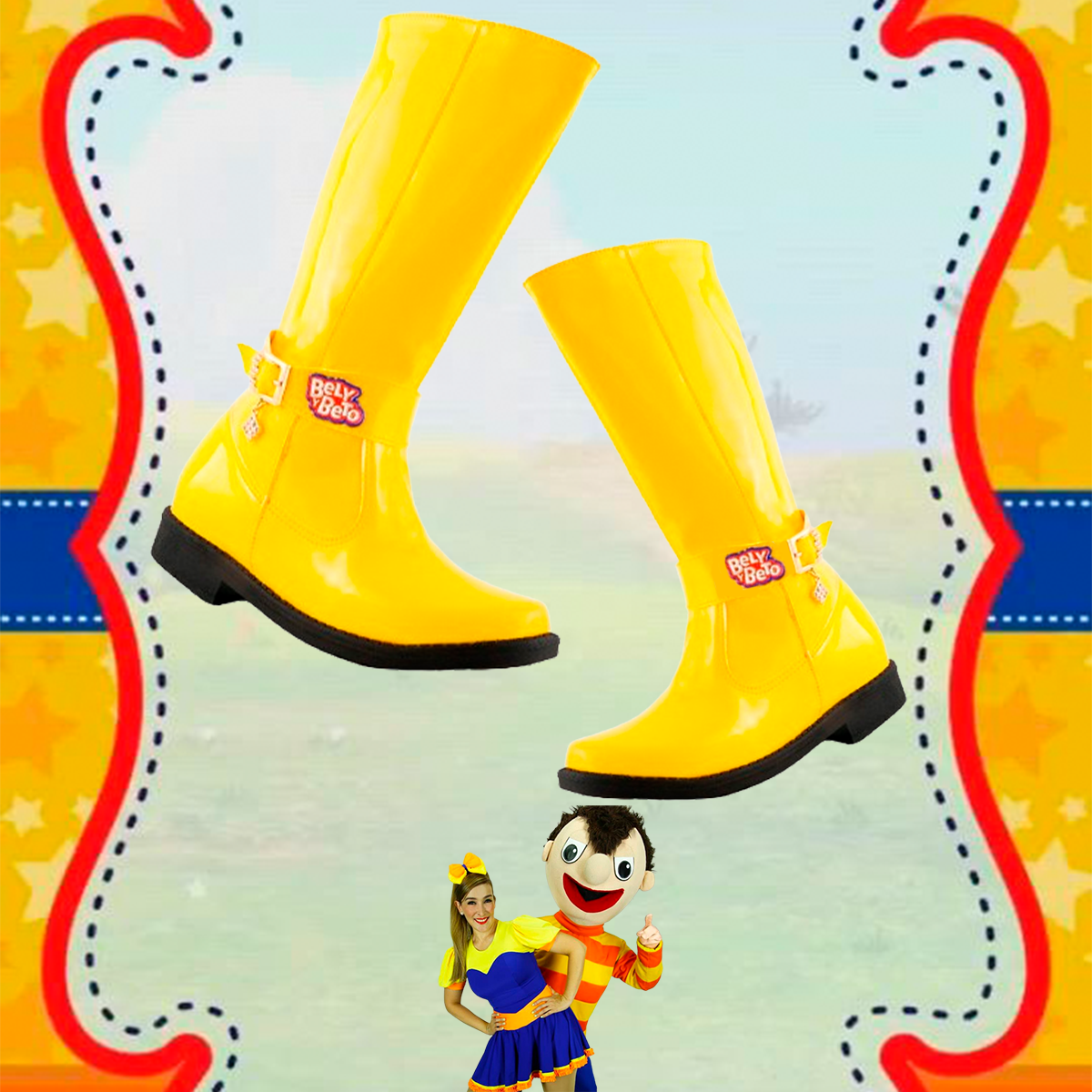 Bota Niña Bely y Beto Cómodas Charol Amarillo Moda 8100-BB-A