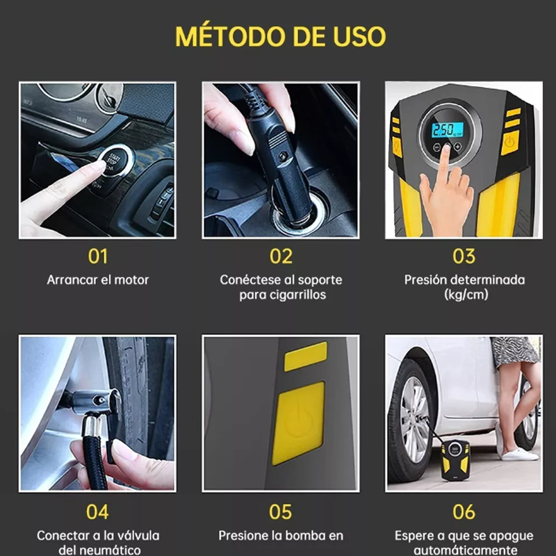 Compresor Inflador De Llanta Para Auto Lcd