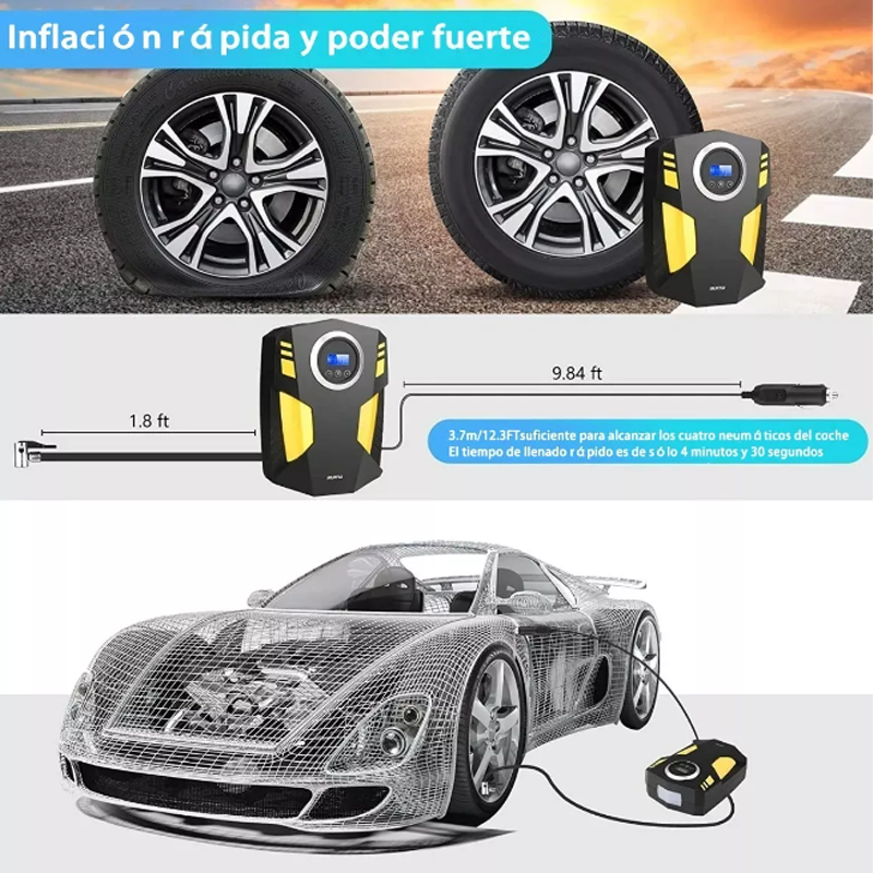 Compresor Inflador De Llanta Para Auto Lcd