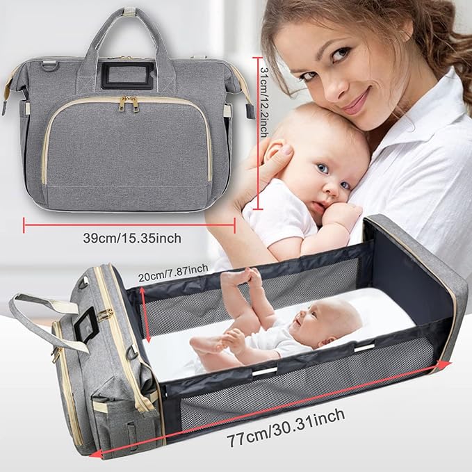 A MOSU Mochila de pañales multifuncional portátil, bolsa de pañales impermeable de gran capacidad, convertible en cuna.