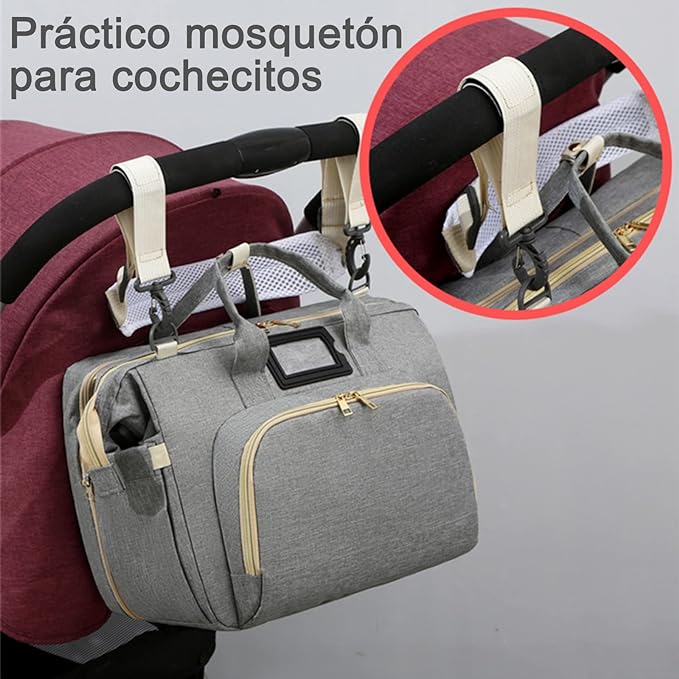 A MOSU Mochila de pañales multifuncional portátil, bolsa de pañales impermeable de gran capacidad, convertible en cuna.