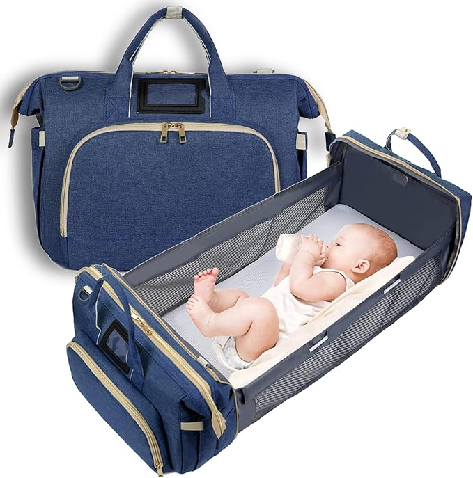 A MOSU Mochila de pañales multifuncional portátil, bolsa de pañales impermeable de gran capacidad, convertible en cuna.