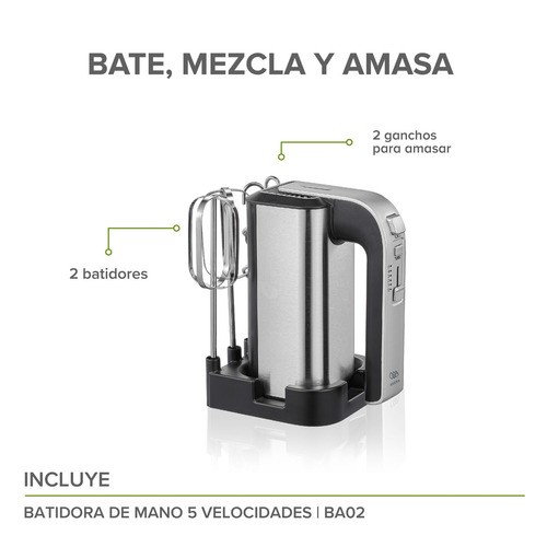 "Avera Batidora Manual Electrica 5 Velocidades 300 W Ba02 Color Gris plata "