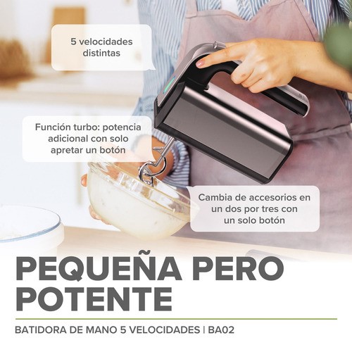 "Avera Batidora Manual Electrica 5 Velocidades 300 W Ba02 Color Gris plata "