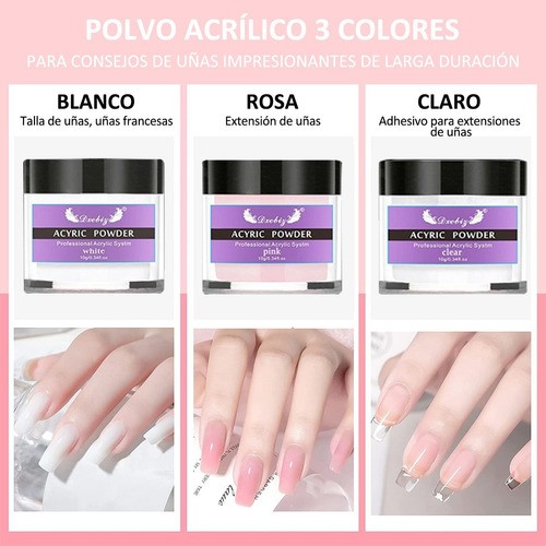 "Kit Profesional De Uñas Acrílicas, 25 Unidades, 12 Colores "