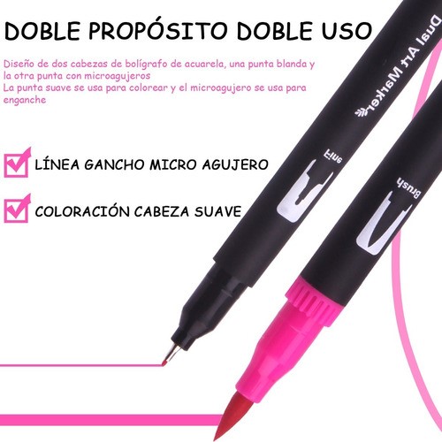 "Marcadores De Doble Punta 132 Colores Plumones Punta Pincel "
