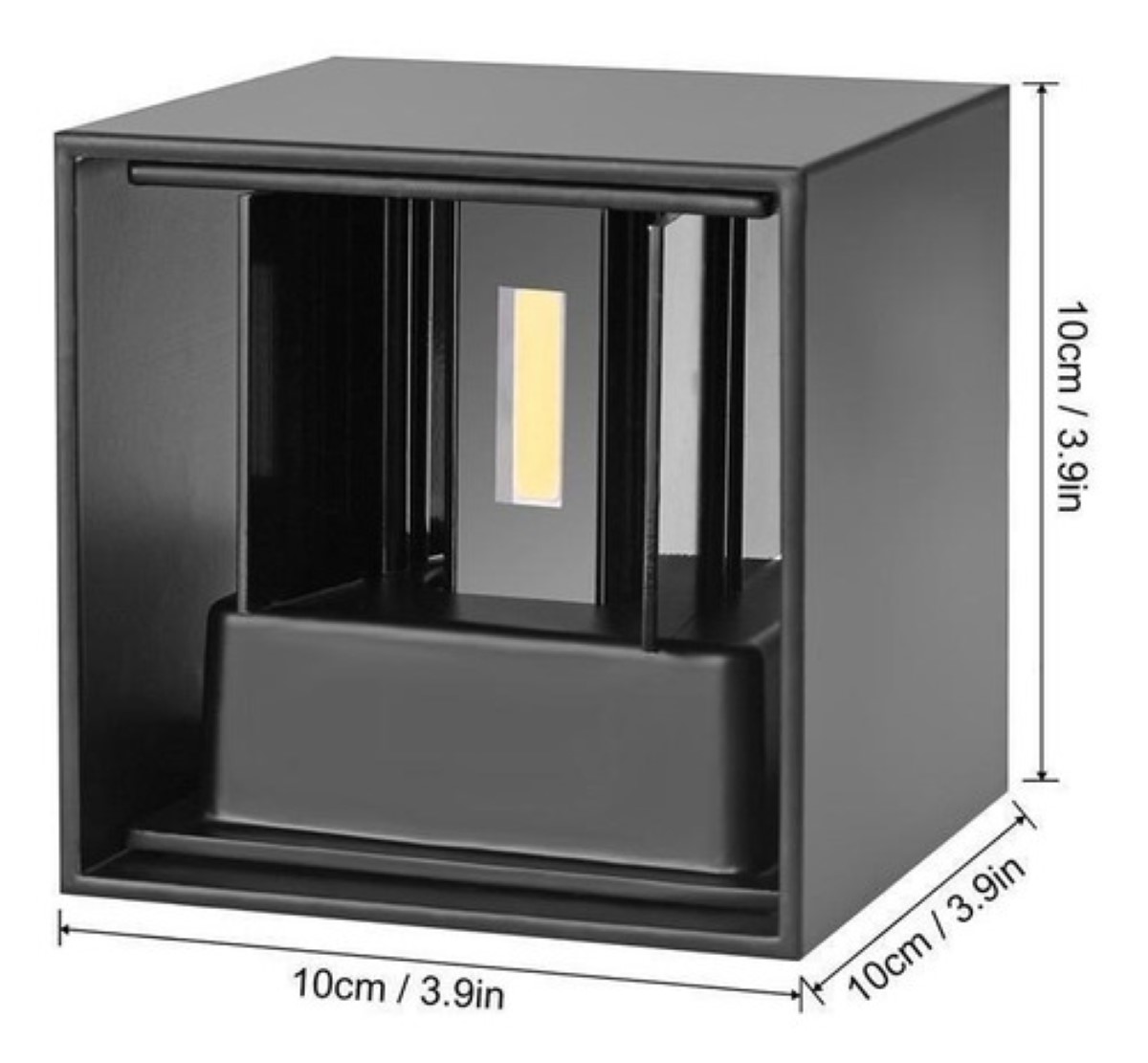 "Arbotante Muro Led 10w Negro Cuadrado Luz Calida P/ Exterior negra "