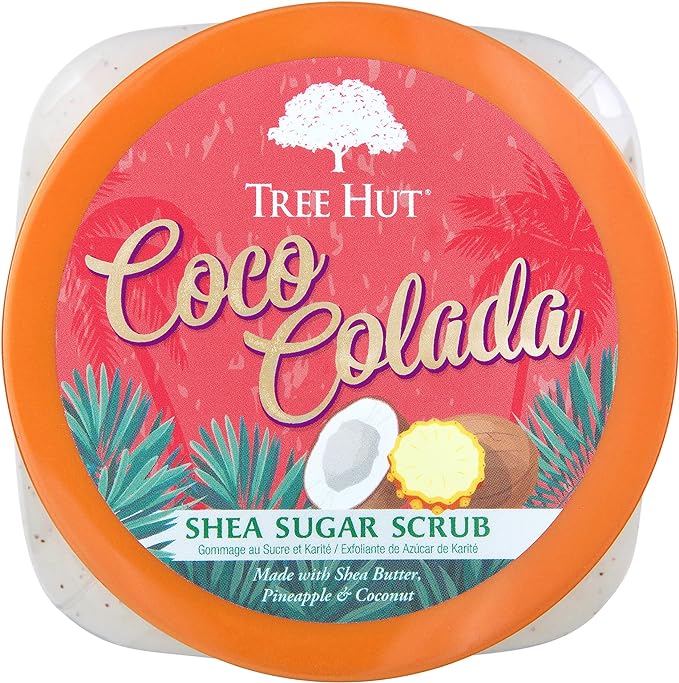 A TREE HUT, Coco Colada Shea Sugar Scrub, Exfoliante Corporal de Azúcar Natural con Manteca de Karité y Esencia de Coco y Piña, Exfolia e Hidrata la Piel, 510 gramos