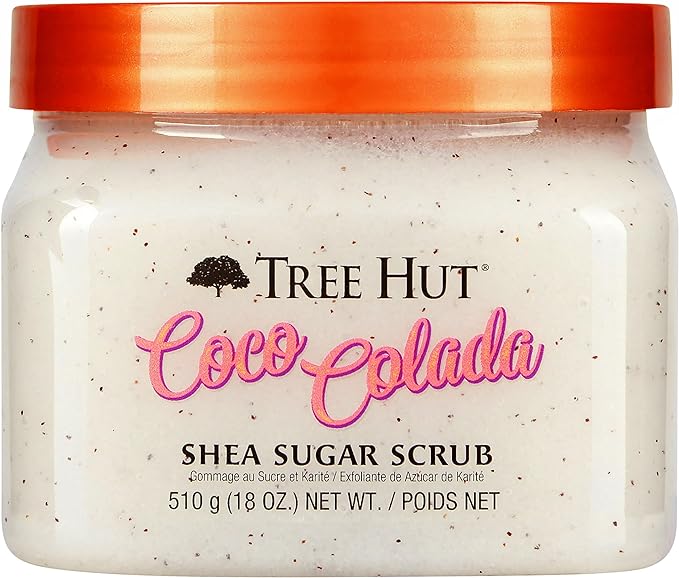 A TREE HUT, Coco Colada Shea Sugar Scrub, Exfoliante Corporal de Azúcar Natural con Manteca de Karité y Esencia de Coco y Piña, Exfolia e Hidrata la Piel, 510 gramos