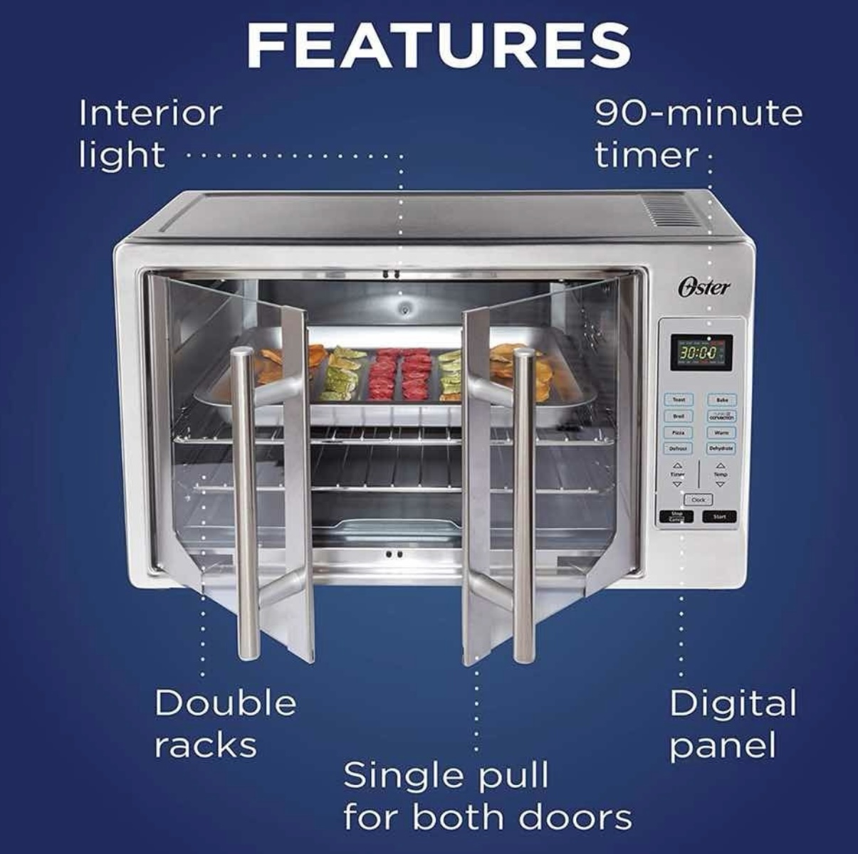 Oster Horno Eléctrico Digital French Door De Convección