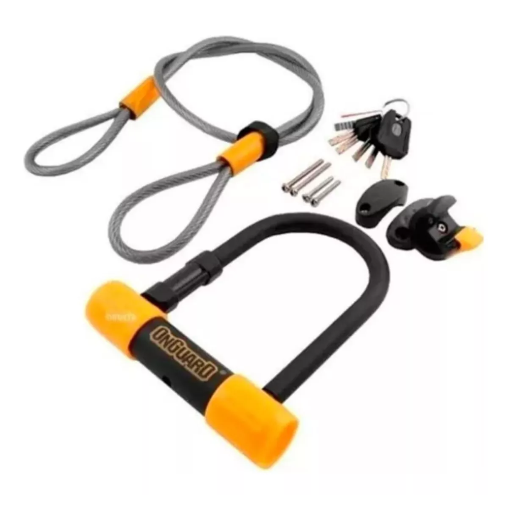 Candado Tipo U para Bicicleta Onguard con Cable Mod. BULLDOG 8015M