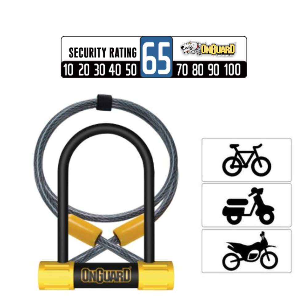 Candado Tipo U para Bicicleta Onguard con Cable Mod. BULLDOG 8015M