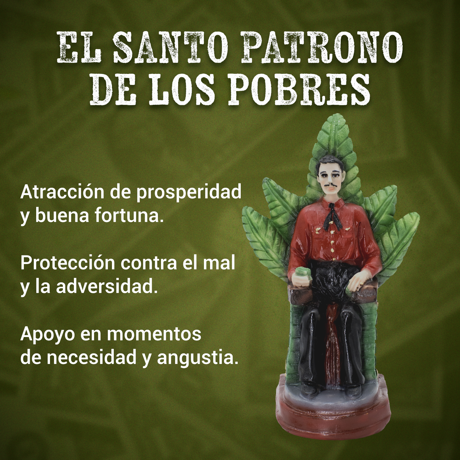 Malverde Sentado Camisa Roja 21 cm: Amparo y protección