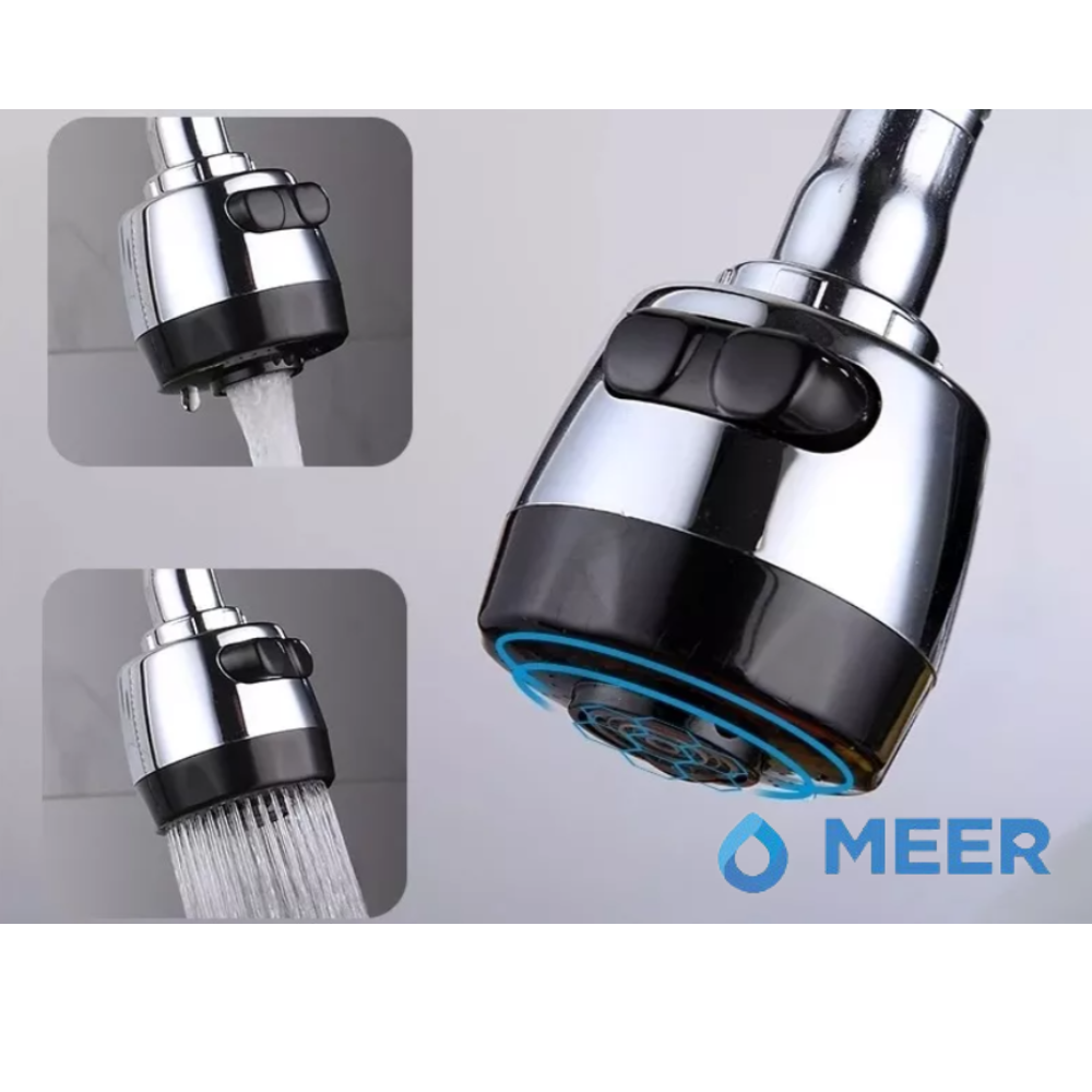 MEER Faucets by CNX | Fregadero de Cocina con Escurridero (100 x 50 x 15 cm) de Acero Inoxidable, Mezcladora Flexible con Dos Tipos de Chorro y Accesorios de Instalación