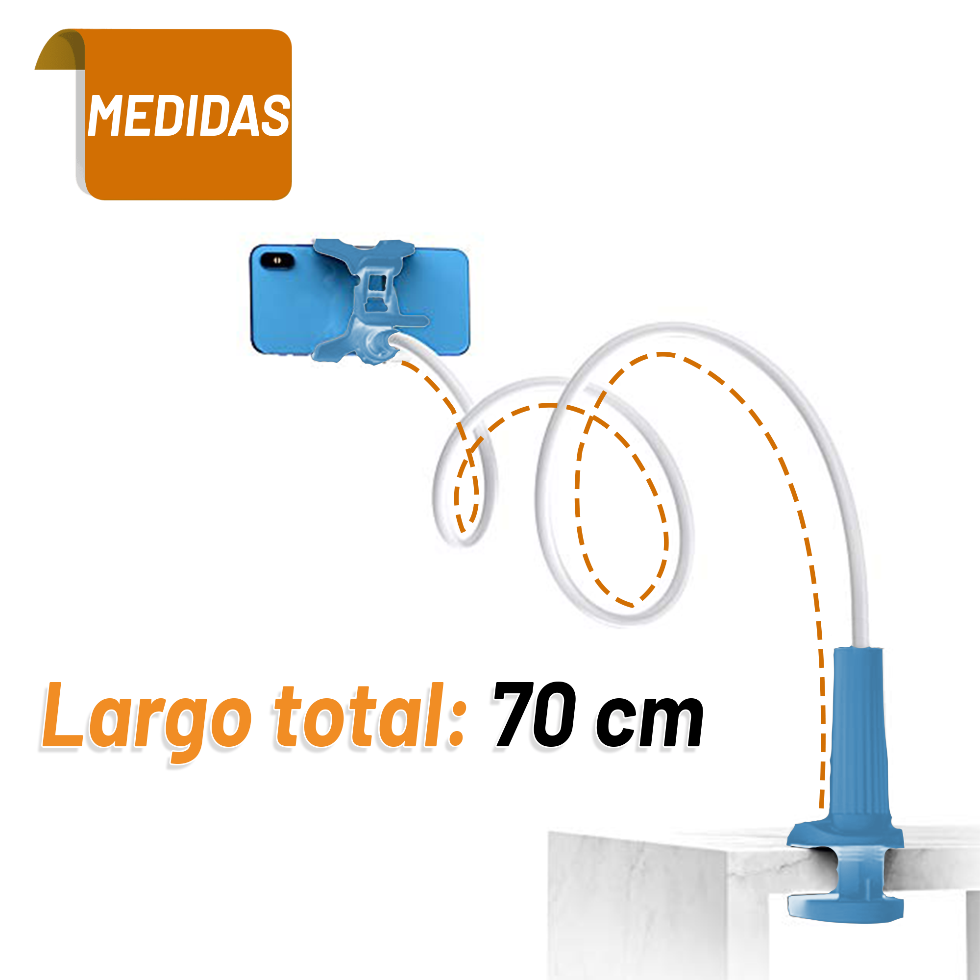 Soporte para Celular Archy Brazo Flexible Universal Multiangulo Rotación 360 Mesa Escritorio Hogar Oficina con Brazo De Ajuste Clip Pinza Porta Celular.