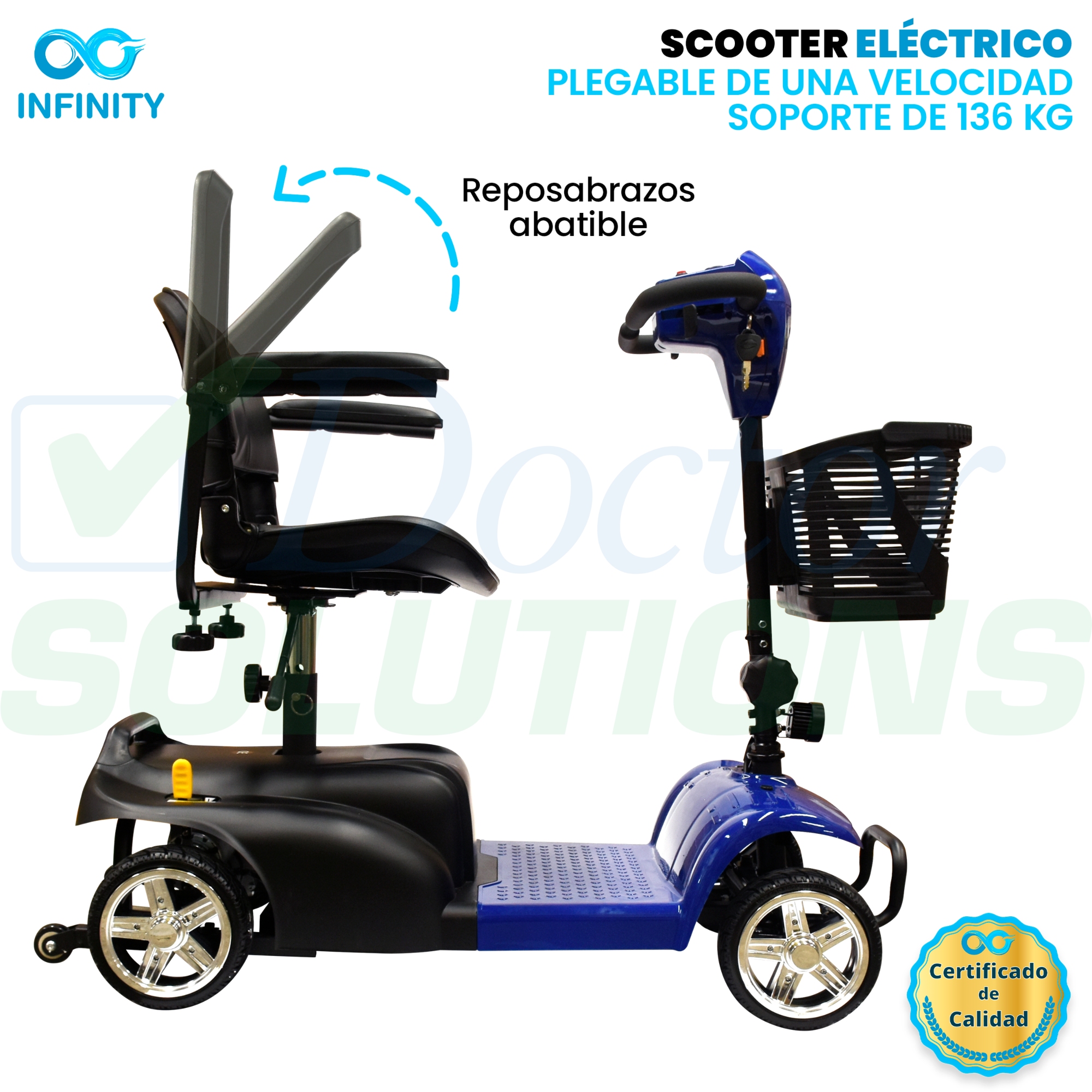 Scooter Infinity Plegable Recargable Silla Ruedas Eléctrica Color Azul.