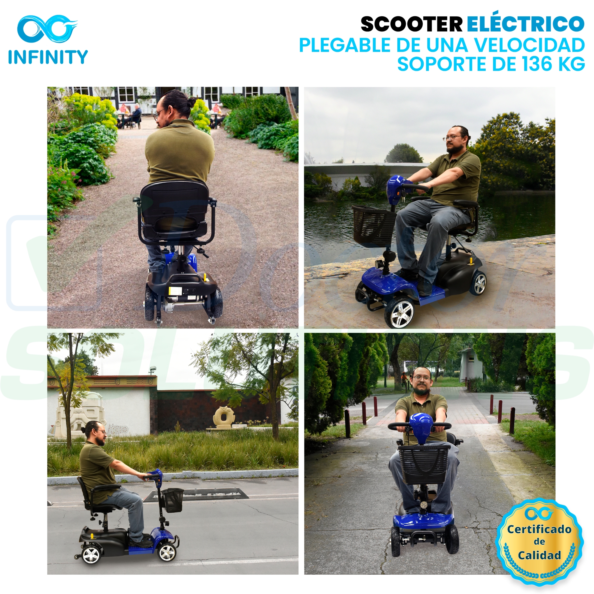 Scooter Infinity Plegable Recargable Silla Ruedas Eléctrica Color Azul.