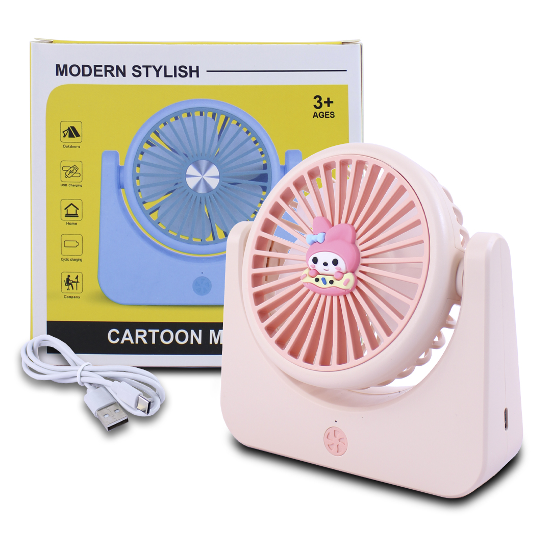 Mini Ventilador Rosa De Escritorio 3 Velocidades Recargable