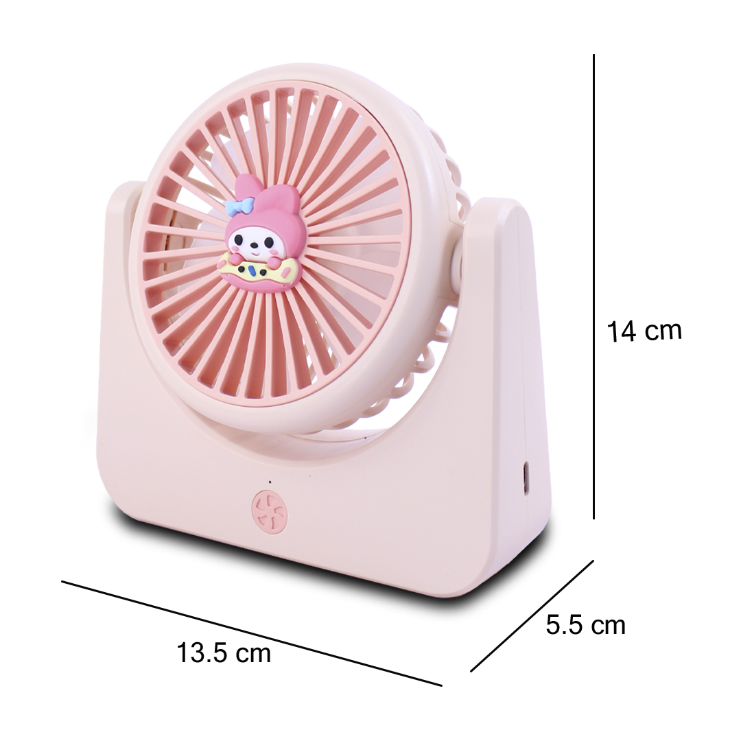 Mini Ventilador Rosa De Escritorio 3 Velocidades Recargable