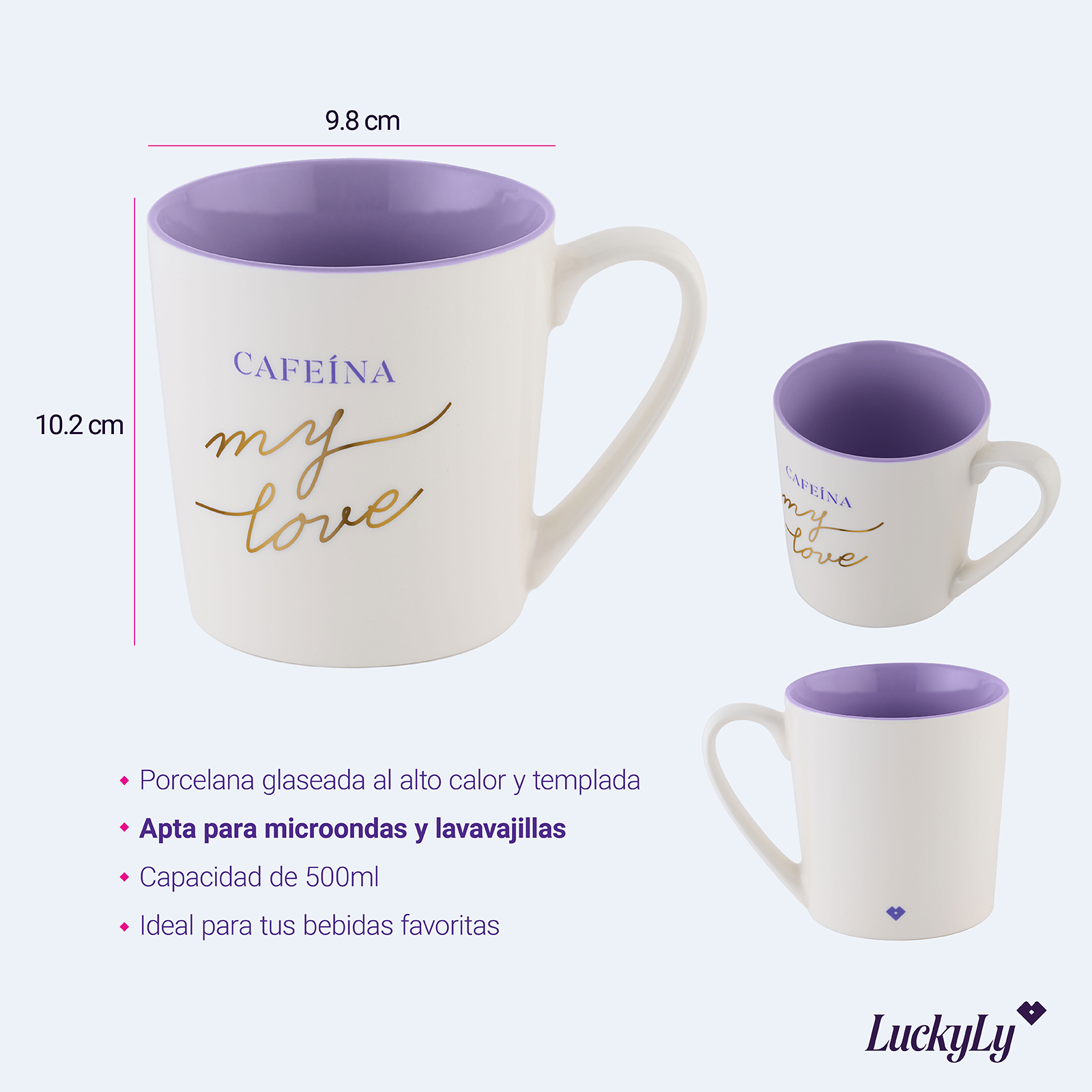 LuckyLy Tazas para Café con Frases Divertidas de 500ml, Grandes y Originales, Taza Térmica - Modelo Nira, Cafeína