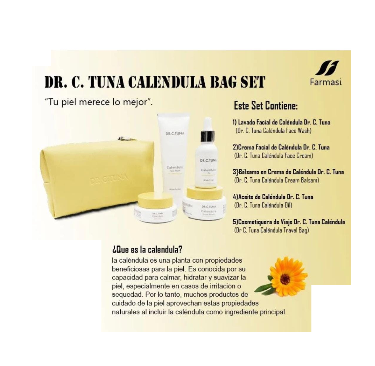 Set Dr. C. Tuna Calendula Con Cosmetiquera Farmasi Original