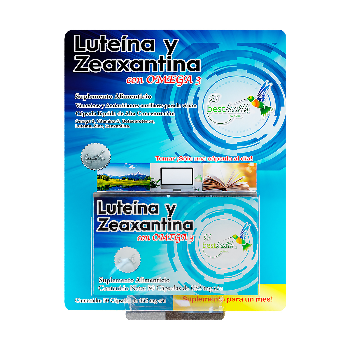 Luteína y Zeaxantina con OMEGA 3 30 Cápsulas BEST HEALTH vitamínico y antioxidante para la vista