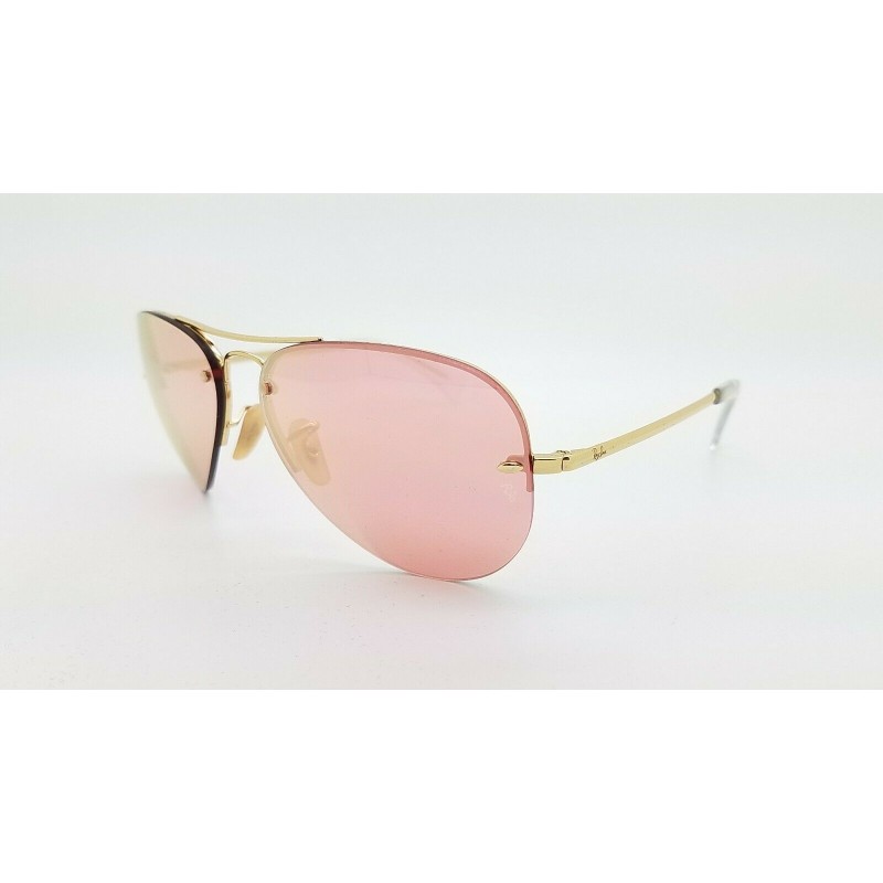 Lentes de sol Ray Ban RB3449 001/E4 Aviator Rosa Espejo Dorado