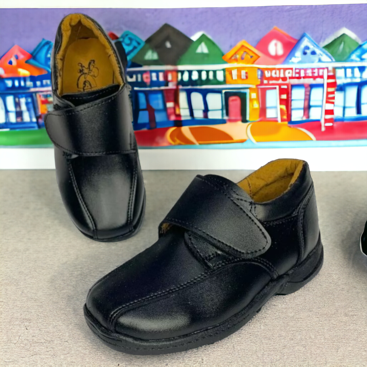 Zapato Escolar Niño Velcro Oxford Carlitos 202 Gn® LAS CUATAS.